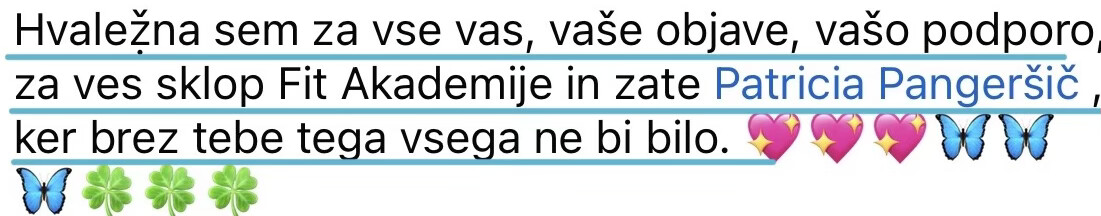 Zahvala udeleženke za celoten program Fit akademije
