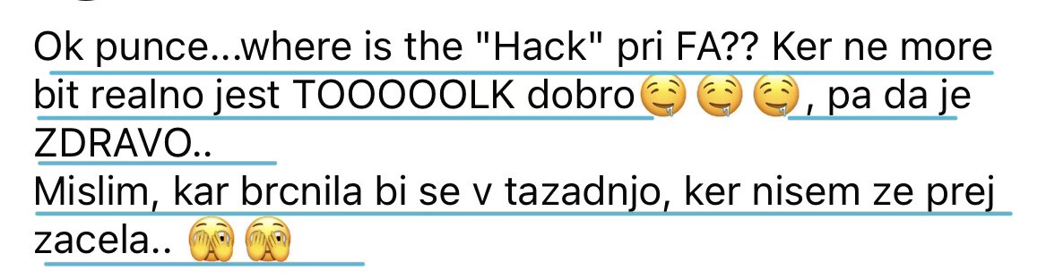 Mnenje udeleženke o zdravi prehrani